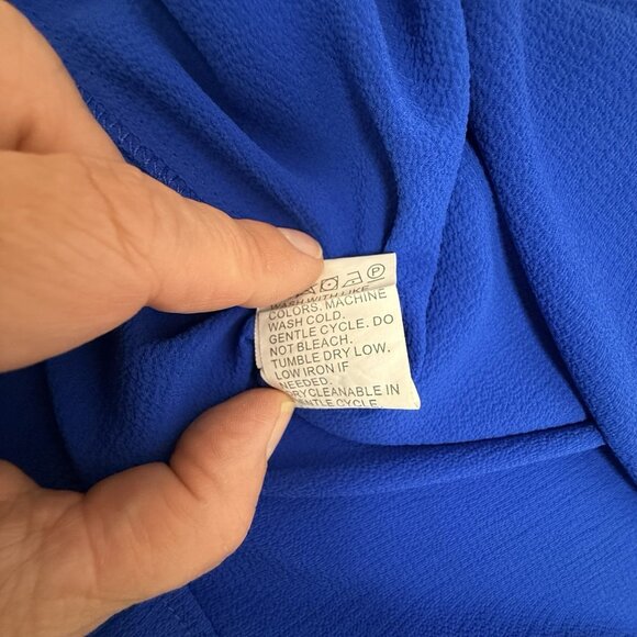 Navy Blue Blouse Womens Large Flowy Pullover Career Polyester Top Lightweight - Picture 11 of 14